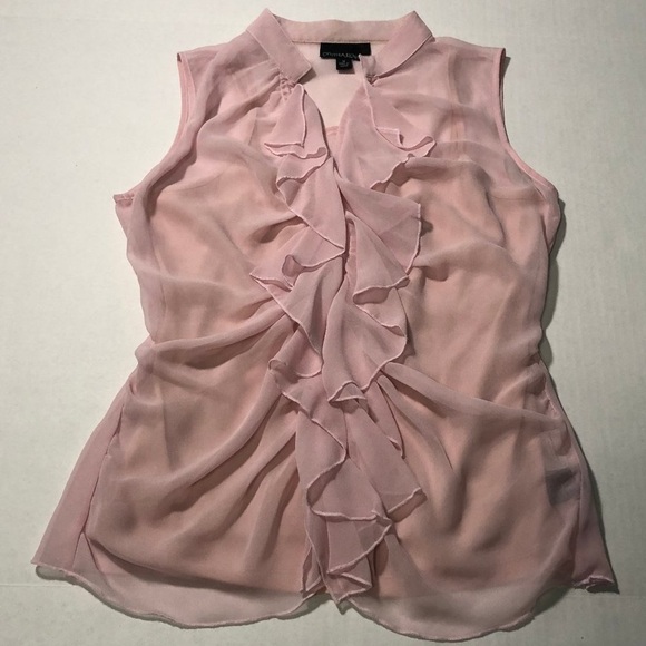 Cynthia Rowley Soft Pink Blush Ruffle Peplum Chiffon Blouse Size M - Picture 1 of 10